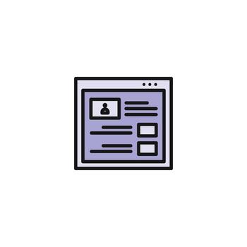 personal profile CV web page wireframe icon vector