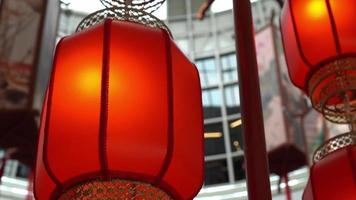 Tilt up red chinese new year lantern video