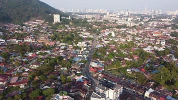 Aerial view Ayer Itam town toward Georgetown video