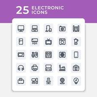 Editable vector pack of electronic line icons. Premium quality symbols. Collection of Stroke vector icons for concept, web graphics and mobile app. Simple thin line signs.