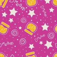 Magic Stars repeat pattern design. Hand-drawn sky background. Holidays pattern for wrapping paper, fabric, wrapping paper, prints and textile. vector