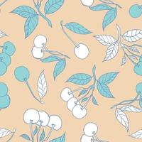 Cherries seamless pattern design. Beautiful tropical berries background. Tropical fruits and leaves seamless pattern background. Good for prints, wrapping paper, textile and fabric. vector