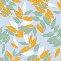 Beautiful leaves seamless pattern design. Vector hand-drawn leaves seamless pattern. Abstract trendy nature background. Pattern for wrapping paper, fabric, textile and prints.