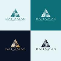 Vector logo template with palm tree - abstract summer and vacation icon and emblem for vacation rentals, travel services, tropical spas and beauty studio. Bahamas resort and spa logo design