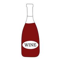 Red wine in bottle doodle vector illustration