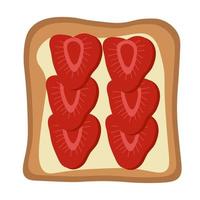 Toast with butter and strawberries Healthy breakfast snack with berries and fruits. vector