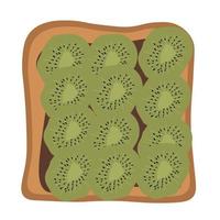 Toast with chocolate and kiwi. Healthy snack breakfast with berries and fruits. vector