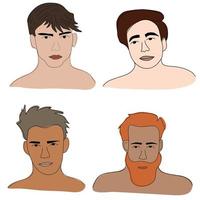 Doodle set of men faces vector