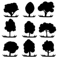 siluetas de árboles en vector eps 10. siluetas de varios árboles