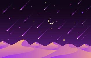 Meteor Shower In Desert Background vector