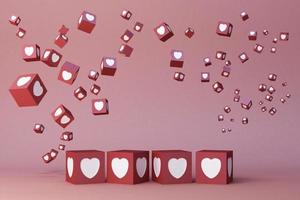 Heart Emoji and icon box. 3d rendering photo