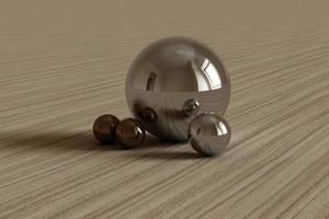 Geometric shapes with environment reflected on sphere. 3d rendering photo