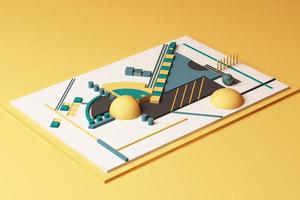 Design with composition of geometric memphis style shapes in pastel tone. 3d rendering illustration photo