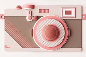 Design with composition the camera of geometric memphis style shapes in pastel tone. 3d rendering illustration photo