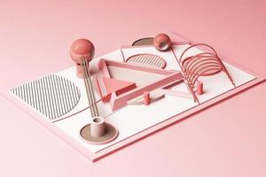 Design with composition of geometric memphis style shapes in pastel tone. 3d rendering illustration photo