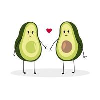 Vector illustration of cute avocado characters in love.