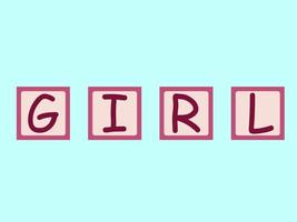Vector illustration of letters on the cubes girl.