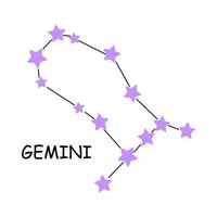 Constellation of the zodiac sign Gemini. Constellation isolated on white background. A minimalistic vector