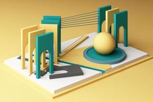 3d rendering geometric composition in pastel color. photo
