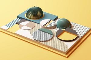 Design with composition of geometric shapes in pastel tone. 3d rendering illustration photo