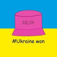 Vector illustration of a stylized pink Panama hat. Ukraine won.