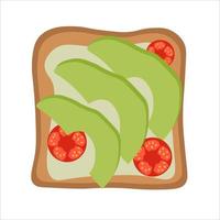 toast with tomatoes and avocado for breakfast.vector flat illustration vector