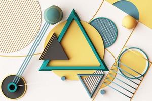 Design with composition of geometric memphis style shapes in pastel tone. 3d rendering illustration photo