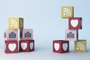 social media icon Heart Emoji and icon box. 3d rendering photo