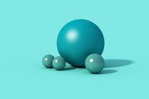 Geometric shapes with environment reflected on sphere. 3d rendering photo