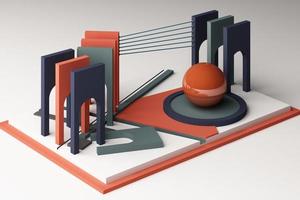 3d rendering geometric composition in pastel color. photo