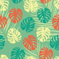 hermosa monstera tropical deja un diseño de patrones sin fisuras. Fondo de naturaleza de hojas tropicales. ilustración brasileña de moda. diseño de primavera y verano para textiles, estampados, papel envolvente. vector