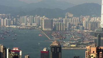 Hong Kong cargo port view from the peak, timelapse video