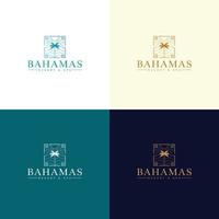 plantilla de logotipo vectorial con palmera - icono abstracto de verano y vacaciones y emblema para alquileres de vacaciones, servicios de viaje, spas tropicales y estudio de belleza. diseño de logotipo de resort y spa de bahamas vector