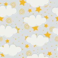 Stars repeat pattern design. Hand-drawn sky background. Holidays pattern for wrapping paper, fabric, wrapping paper, prints and textile. vector