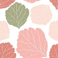 Beautiful leaves seamless pattern design. Vector hand-drawn leaves seamless pattern. Abstract trendy nature background. Pattern for wrapping paper, fabric, textile and prints.