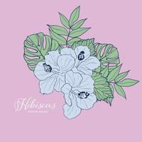 Hibiscus flower design isolated object. Hand-drawn element. vector