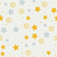 las estrellas repiten el diseño del patrón. fondo de cielo dibujado a mano. patrón de vacaciones para envolver papel, tela, papel de envolver, estampados y textiles. vector