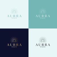 Mental health logo. Sun icon. Cosmetics, Spa, Beauty salon, Decoration, Boutique logo, Mental Health. Massage and therapy logo template. Aurra logo design. vector