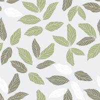 Beautiful leaves seamless pattern design. Vector hand-drawn leaves seamless pattern. Abstract trendy nature background. Pattern for wrapping paper, fabric, textile and prints.