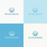 Vector logo template with shell - abstract summer and vacation icon and emblem for vacation rentals, travel services, tropical spas and beauty studio. Bahamas resort and spa logo design