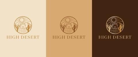 Vector logo template with travel emblem - abstract summer and vacation icon and emblem for vacation rentals, travel services, tropical spas and beauty studio. High desert logo design