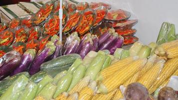 vegetables in supermarkets, neatly wrapped in plastic photo