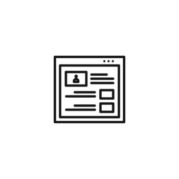 personal profile CV web page wireframe icon vector