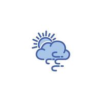 Awesome weather cloud with sun icon outline vector