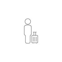 Man with travel bag icon vector