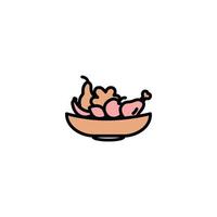 Vegetables and chicken bowl icon vector