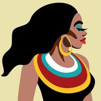 perfil brillante vectorial de una joven africana. vector