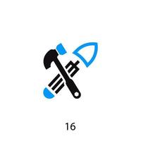 hammer and shovel work tool icon vector