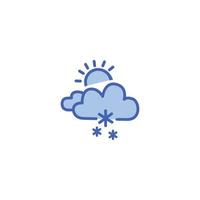 Awesome weather cloud with sun icon outline vector