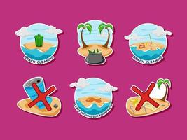 Beach Cleaning Sticker Set vector